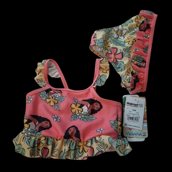 NWT Disney Moana 2 Pink and Yellow Swim Set 18 Mos - Picture 11 of 12
